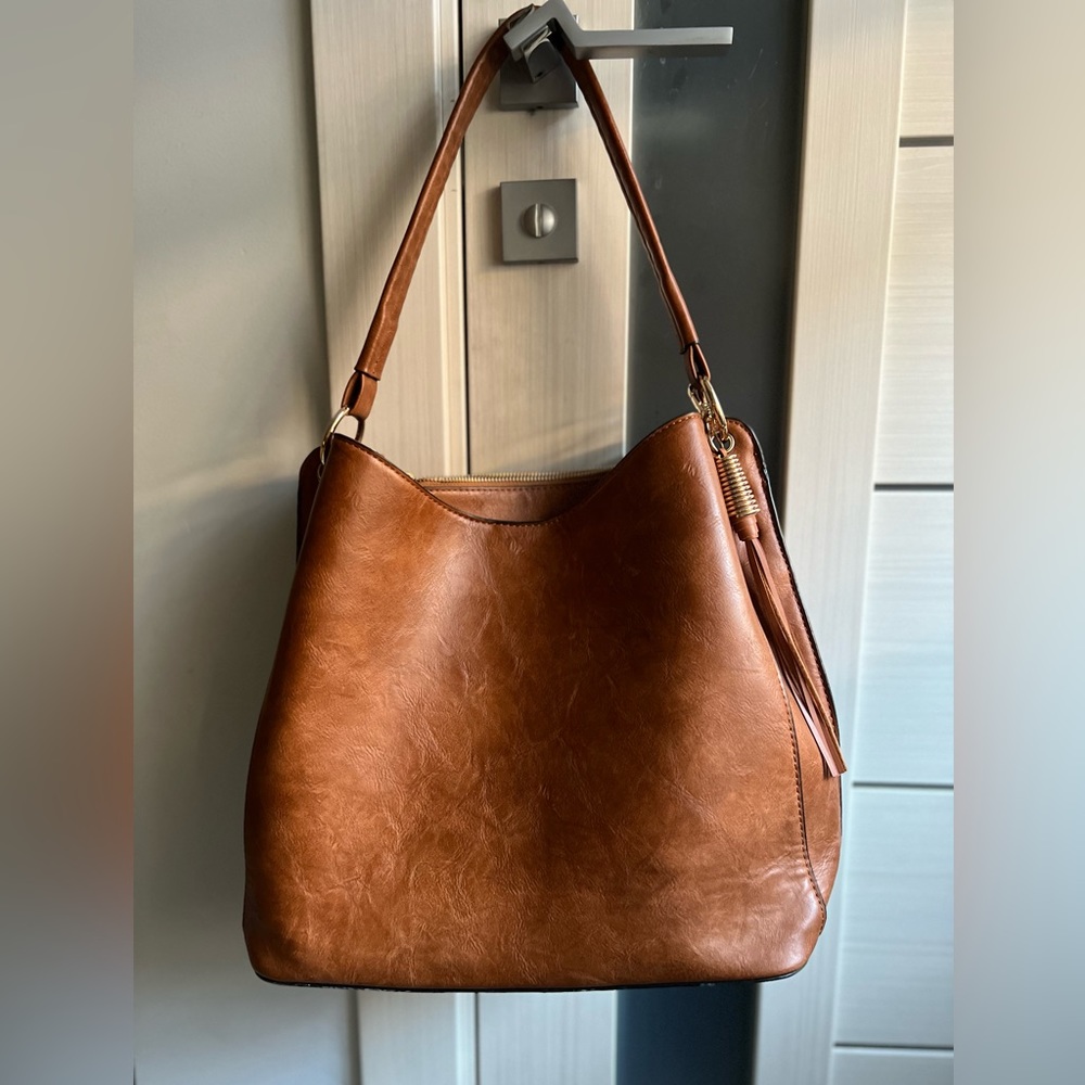 Vegan Leather Brown Shoulder/Tote Bag